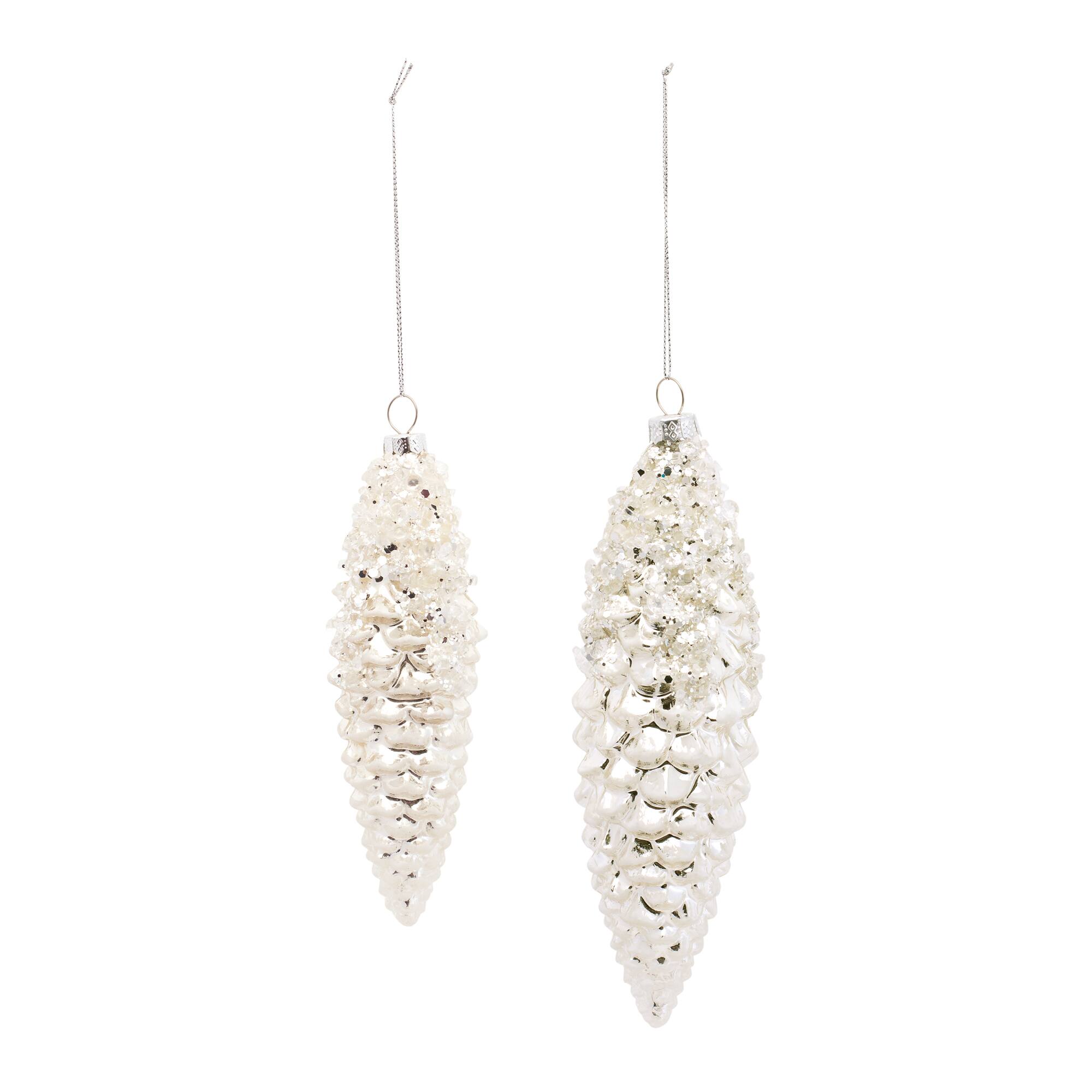 12ct. Glass Pinecone Ornament Set